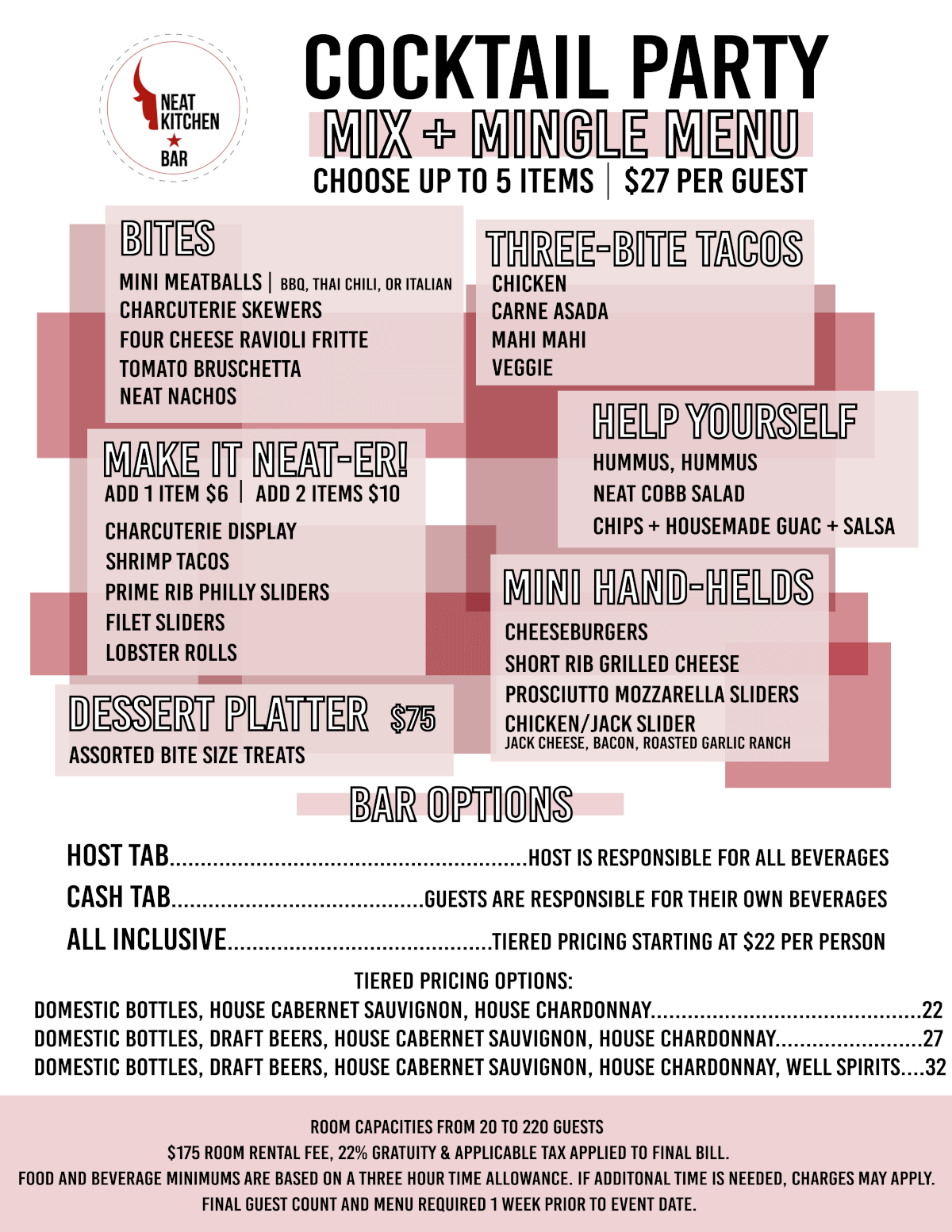 Cocktail party menu