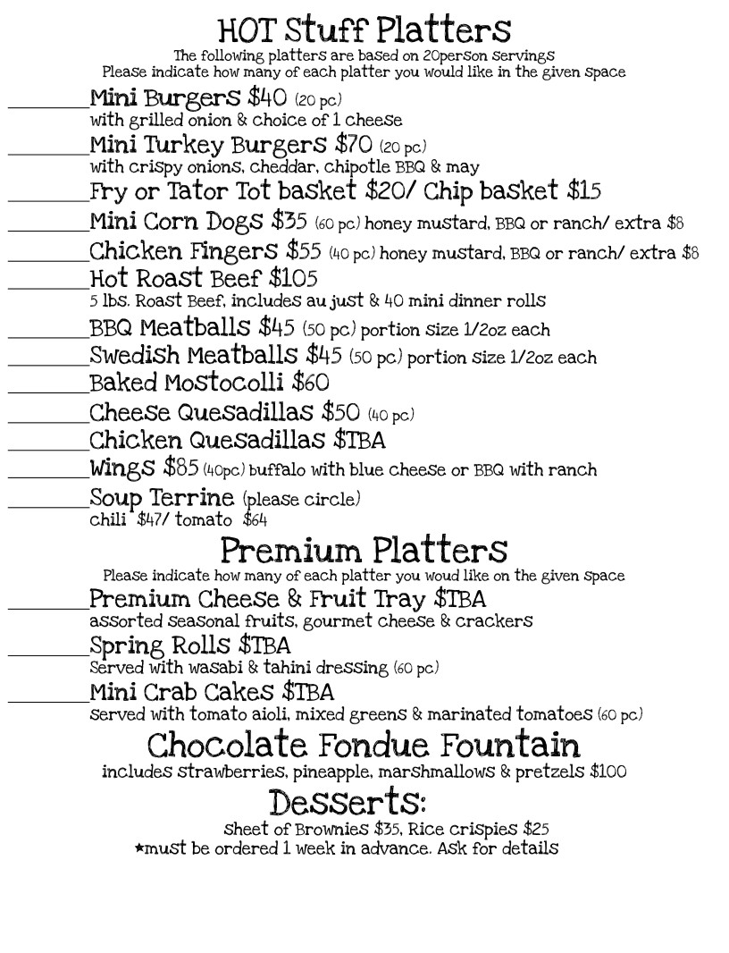 party packages menu 2