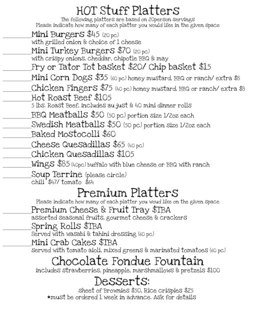 party packages menu 2