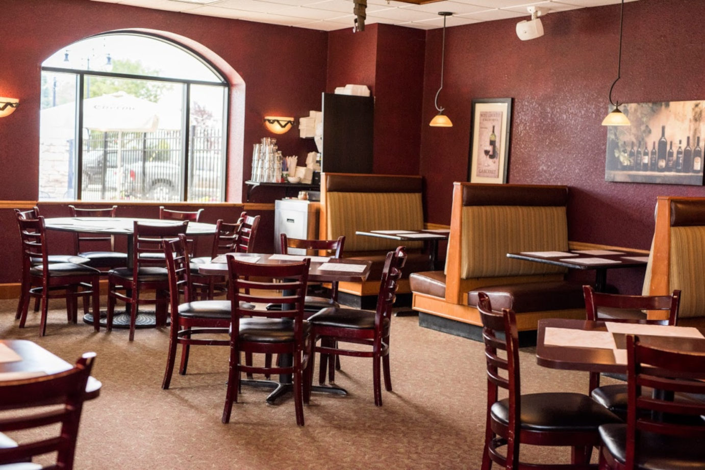 Interior, tables lined up