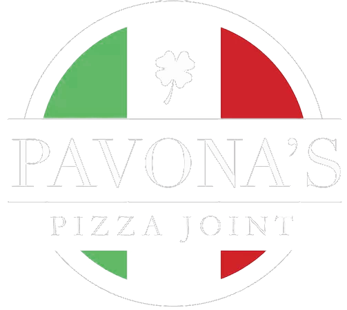 Pavona's Pizza logo scroll