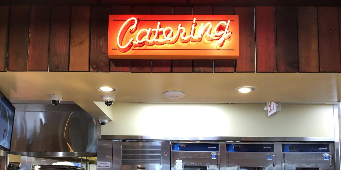Catering neon sign and lights