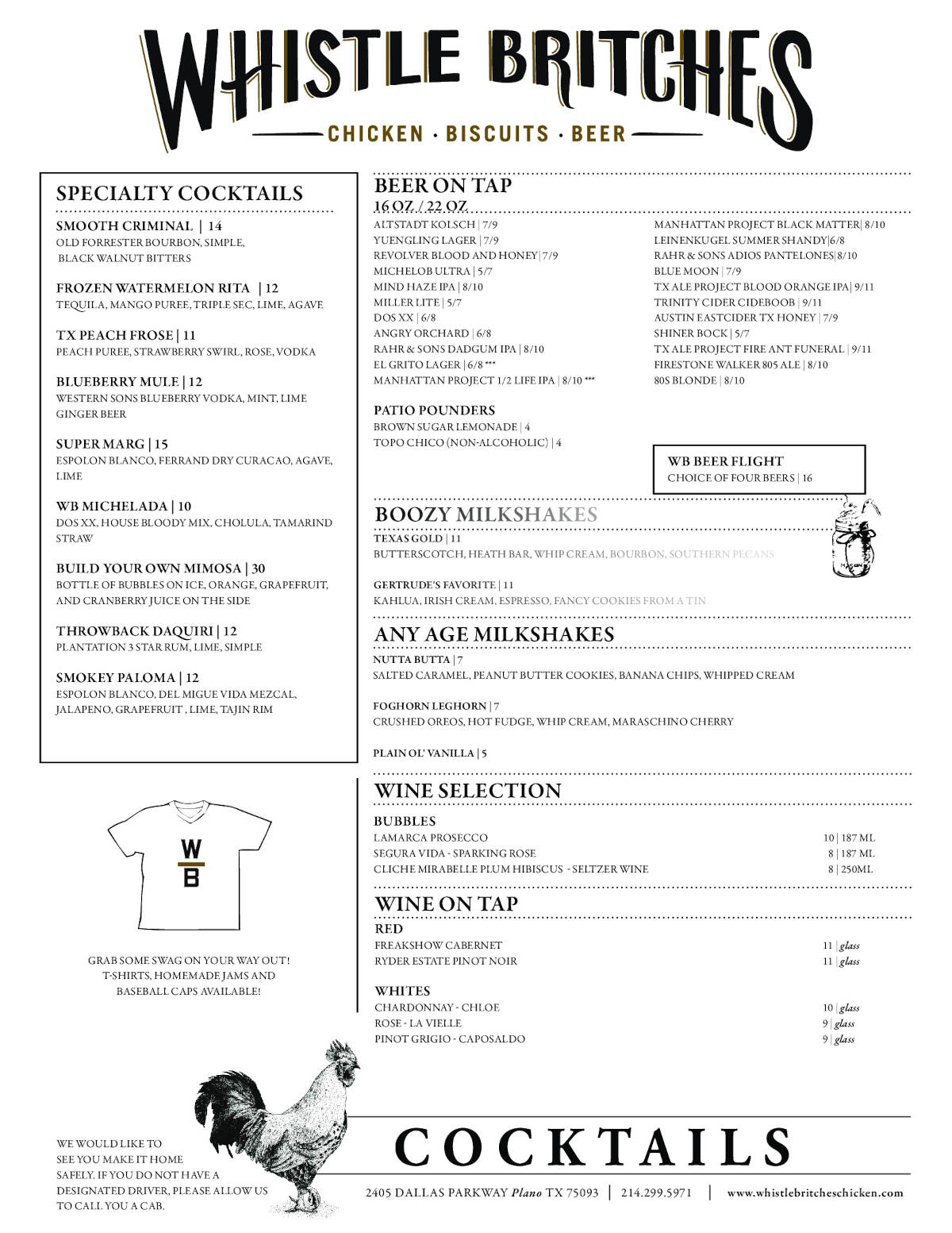 Whistle Britches Plano Food Menu