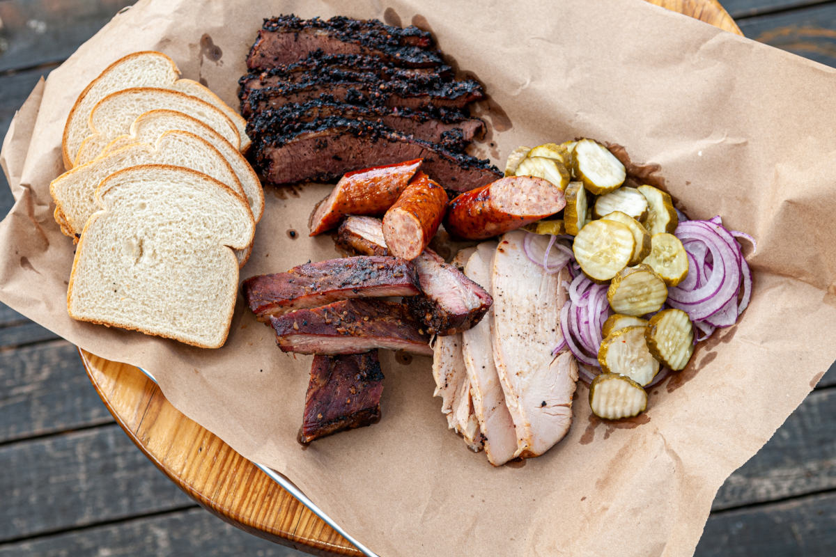 brisket, st. louis pork ribs, smoked turkey sausage