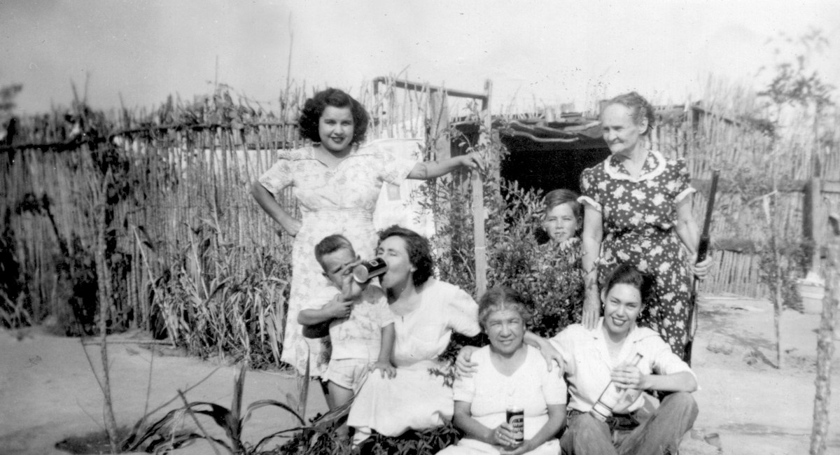 Black and white family photo