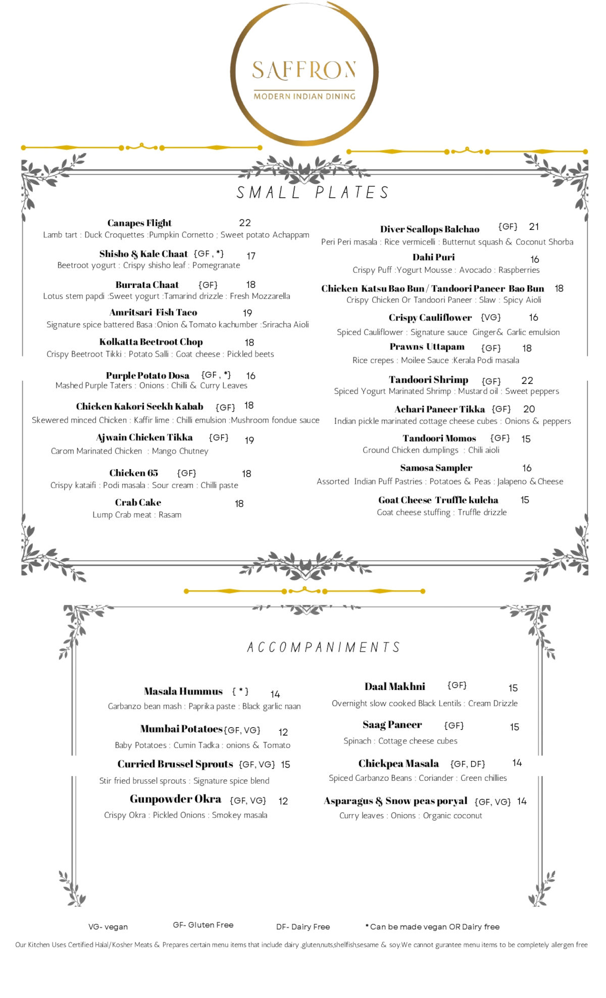 Menu page 1