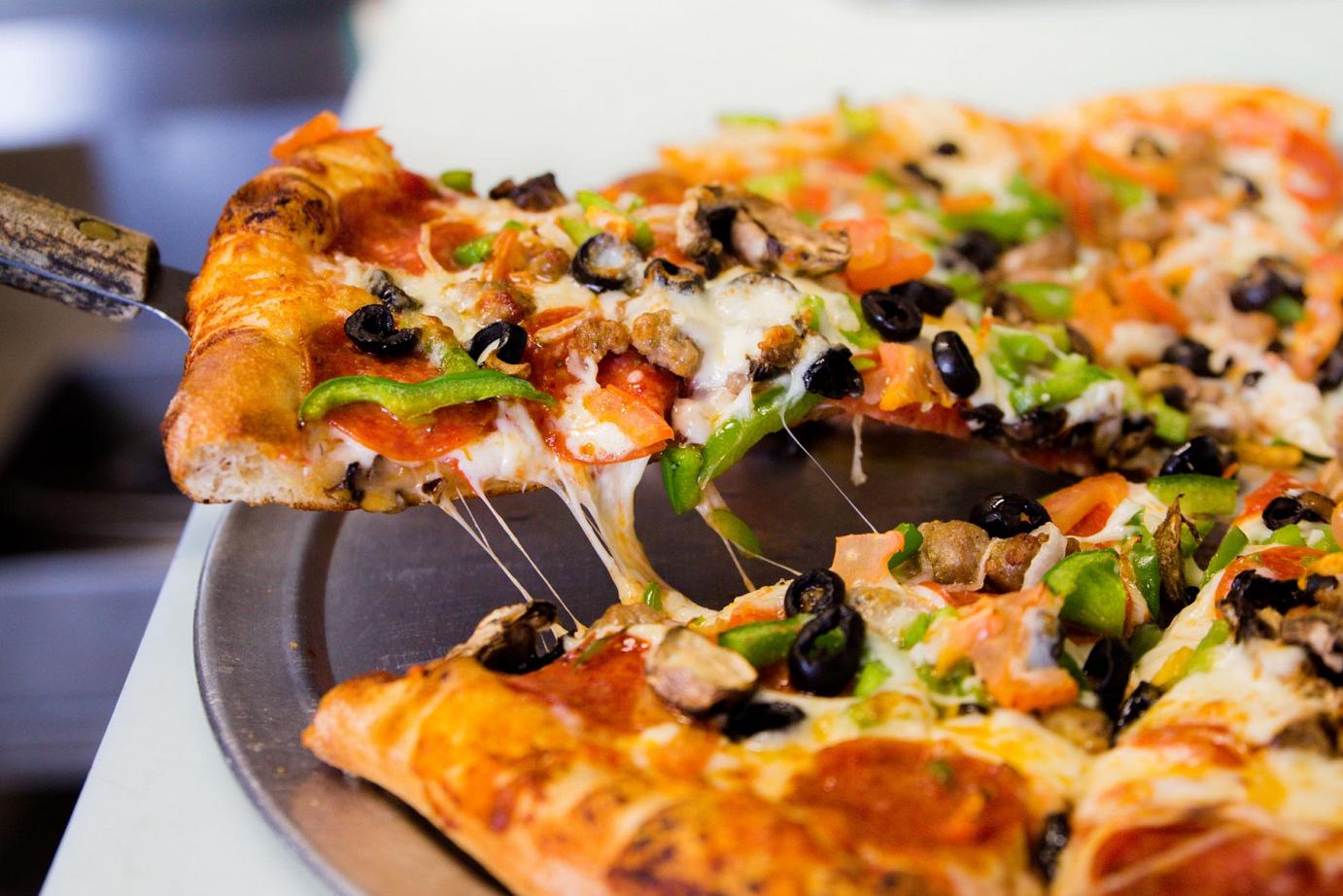 Slice of pizza closeup