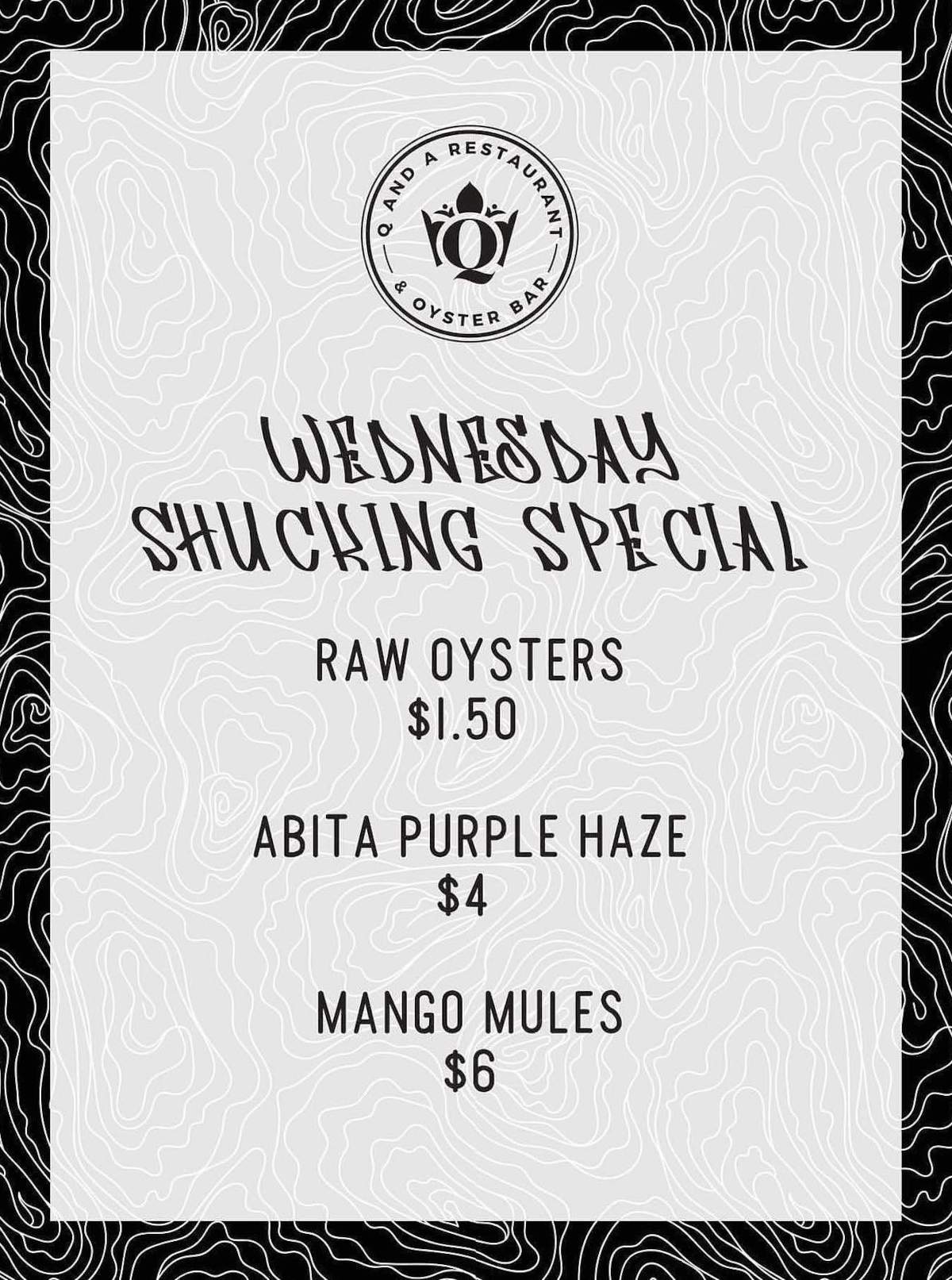 Wednesday Shucking Special flyer