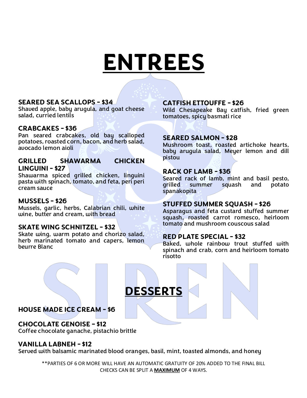 menu flyer