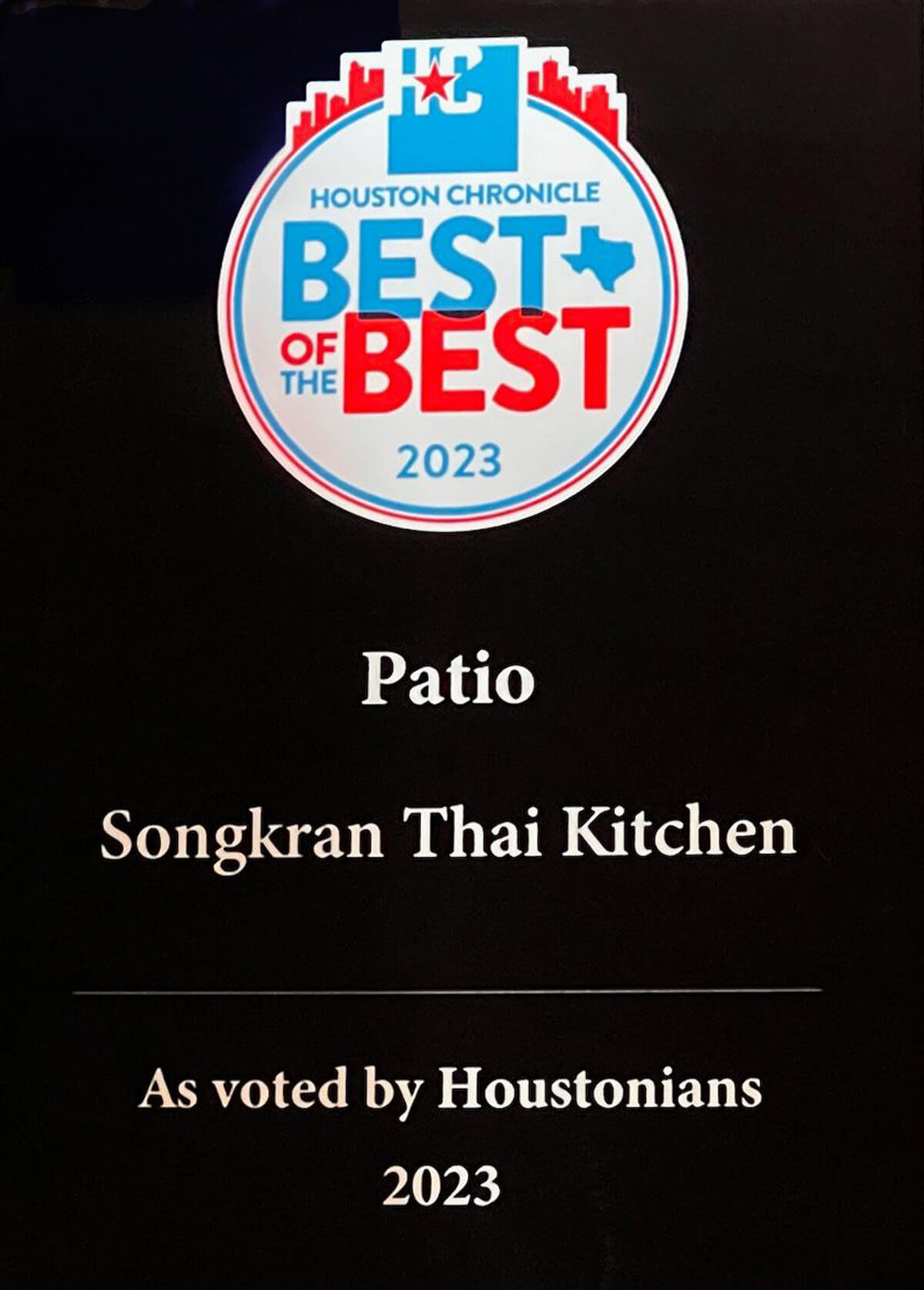 2023 Reward for best patio, voted by Houston Chronicle
