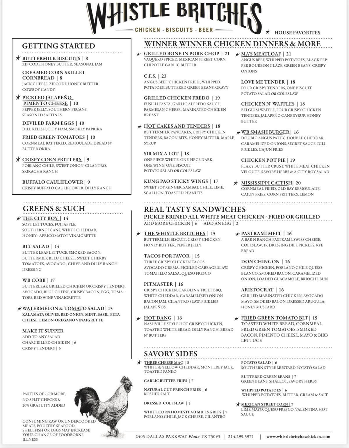 Whistle Britches lunch menu