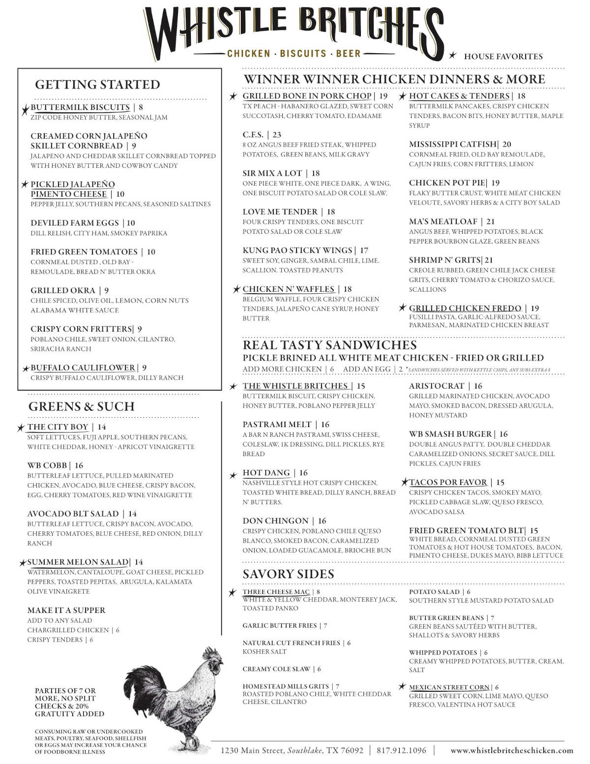 Whistle Britches lunch and dinner menu 3