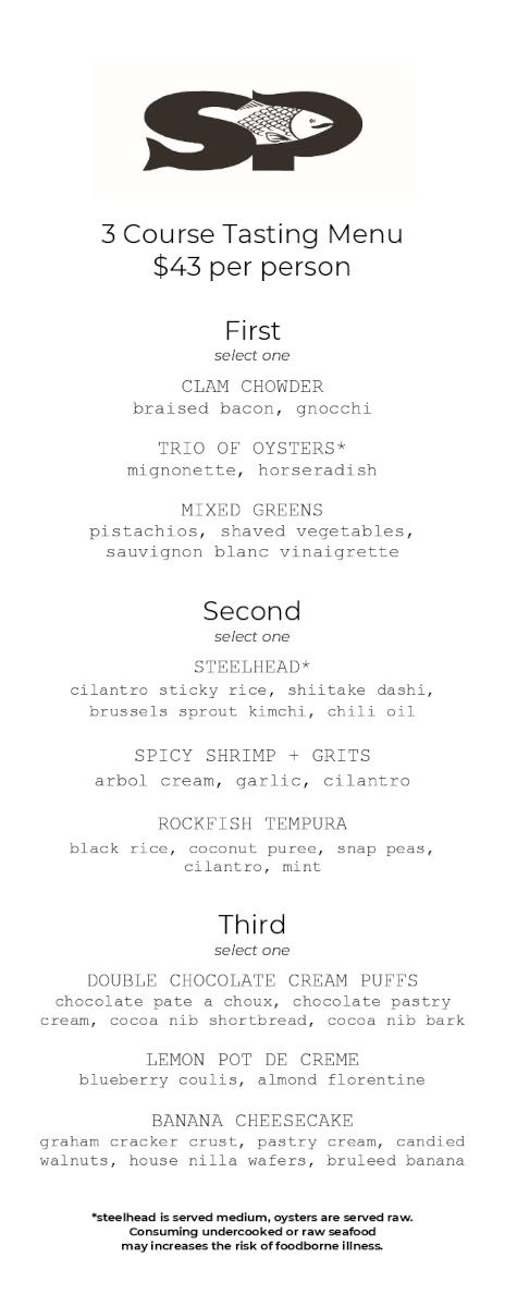 3 course tasting menu