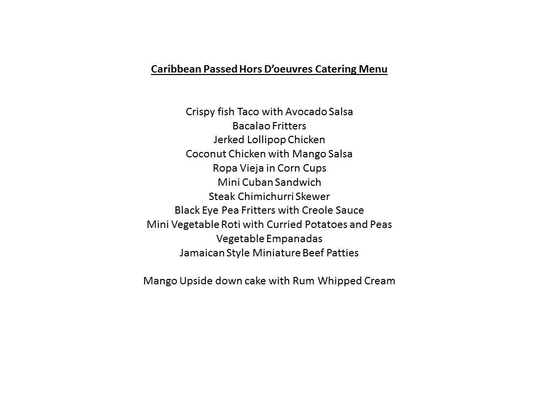 Caribbean Passed Catering Menu