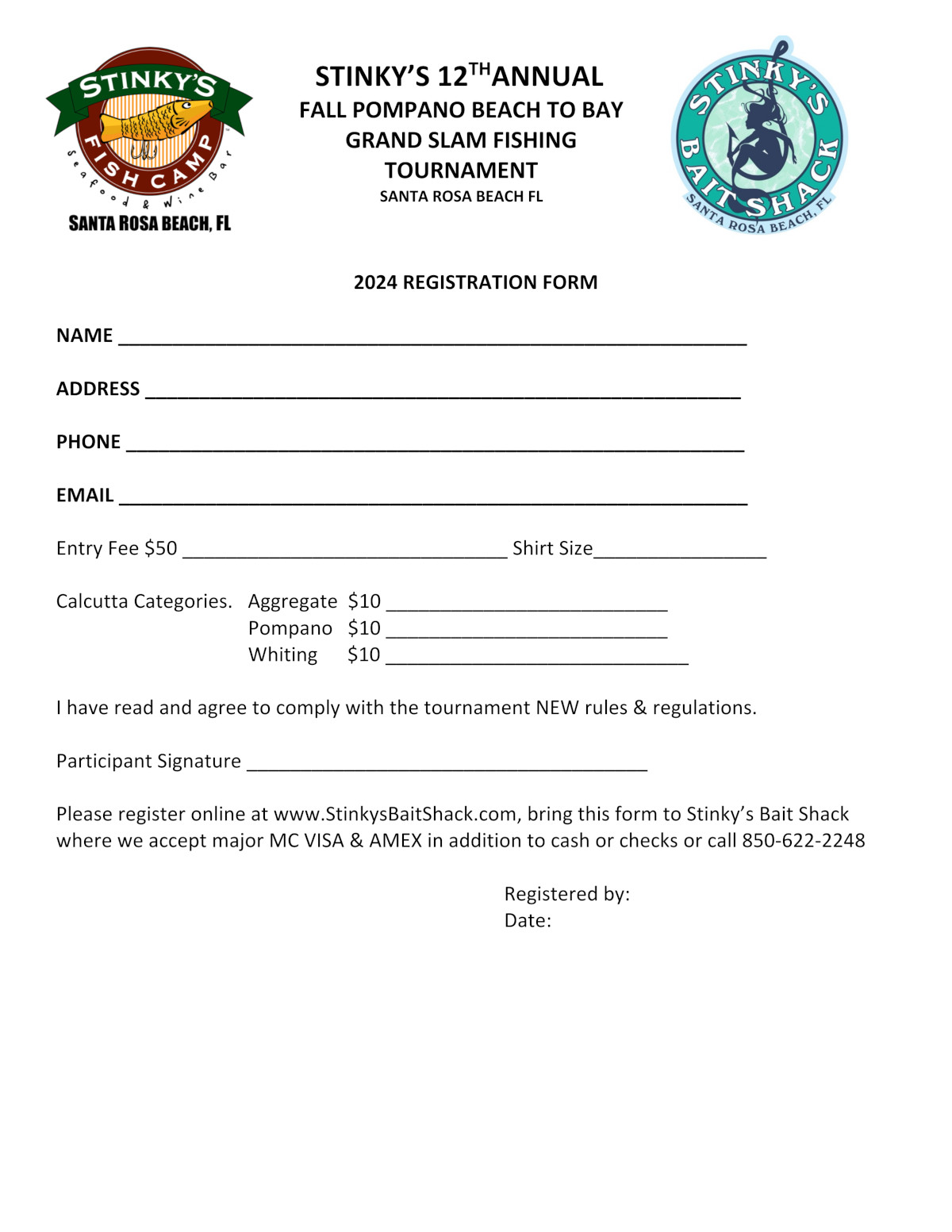 Grand slam fishing tournament registration form