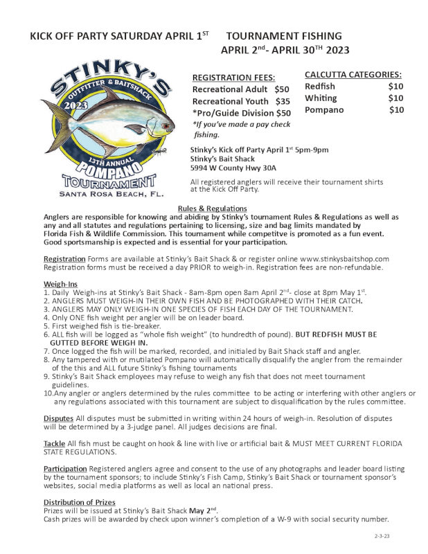 Rules and Regulations of Pompano Tournament page 1