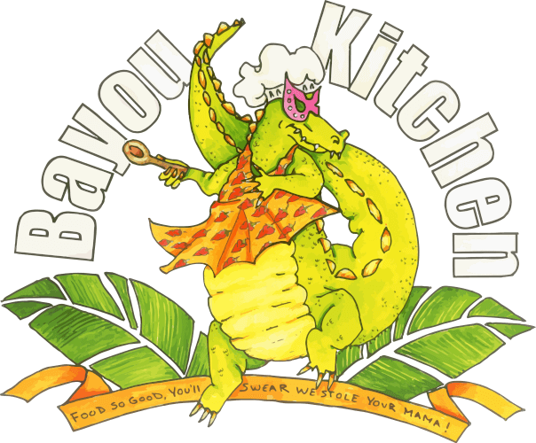 The Bayou Kitchen logo scroll