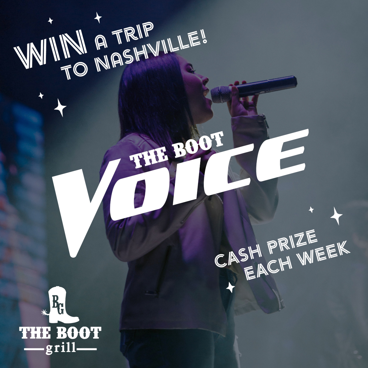 The Boot Voice, win a trip to Nashville, Cash prize every week