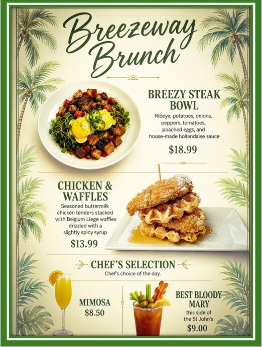 Breezeway Brunch menu