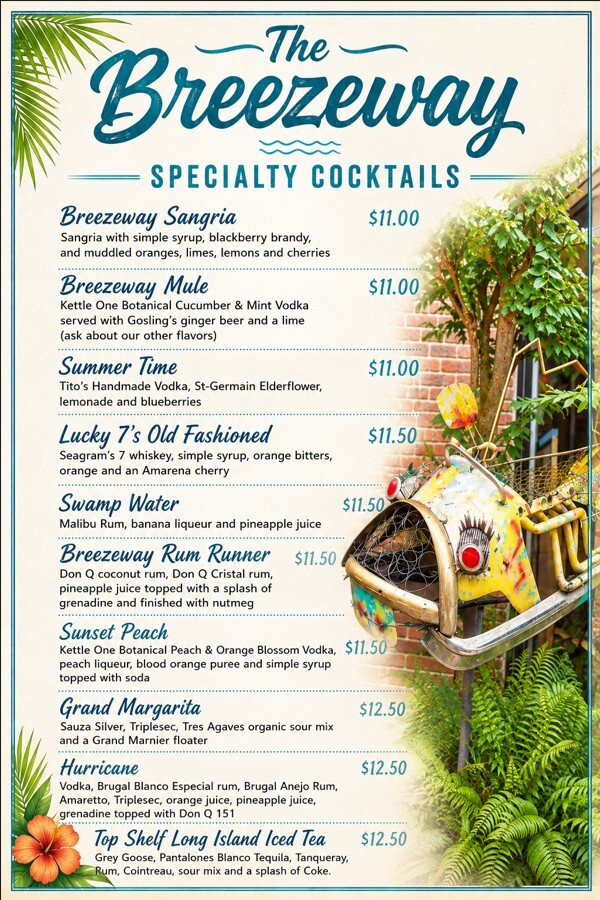 Breezeway Specialty Cocktails menu