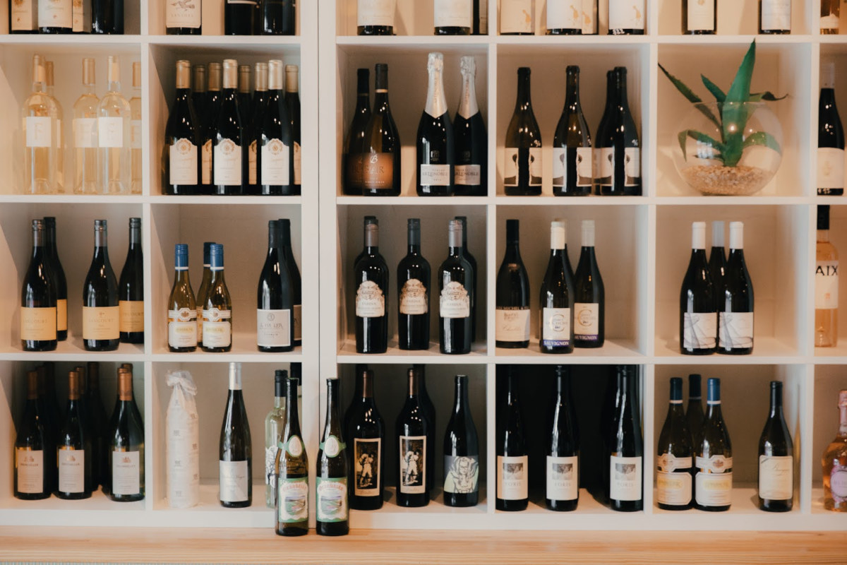 Wall with various wine selection