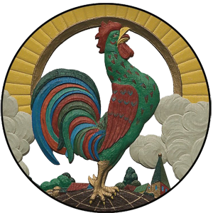 The Happy Rooster logo scroll