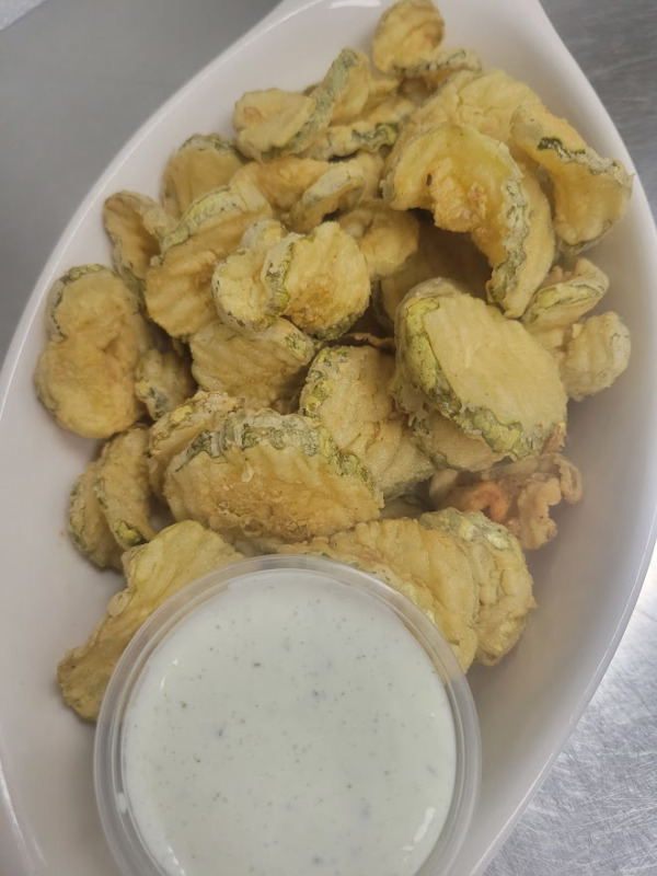 Fried pickles with dip