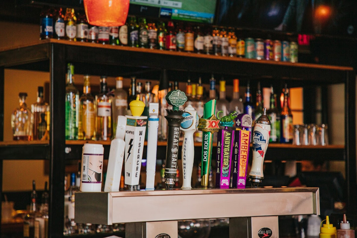 Bar area, beer taps
