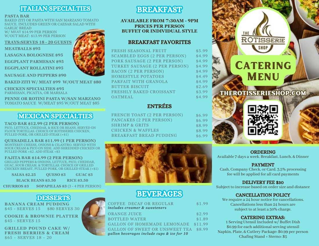 Catering menu page 1