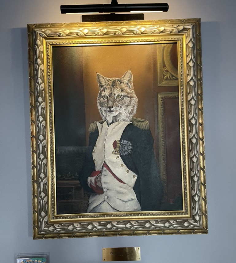 Cat dressed like Napoleon Bonaparte painting