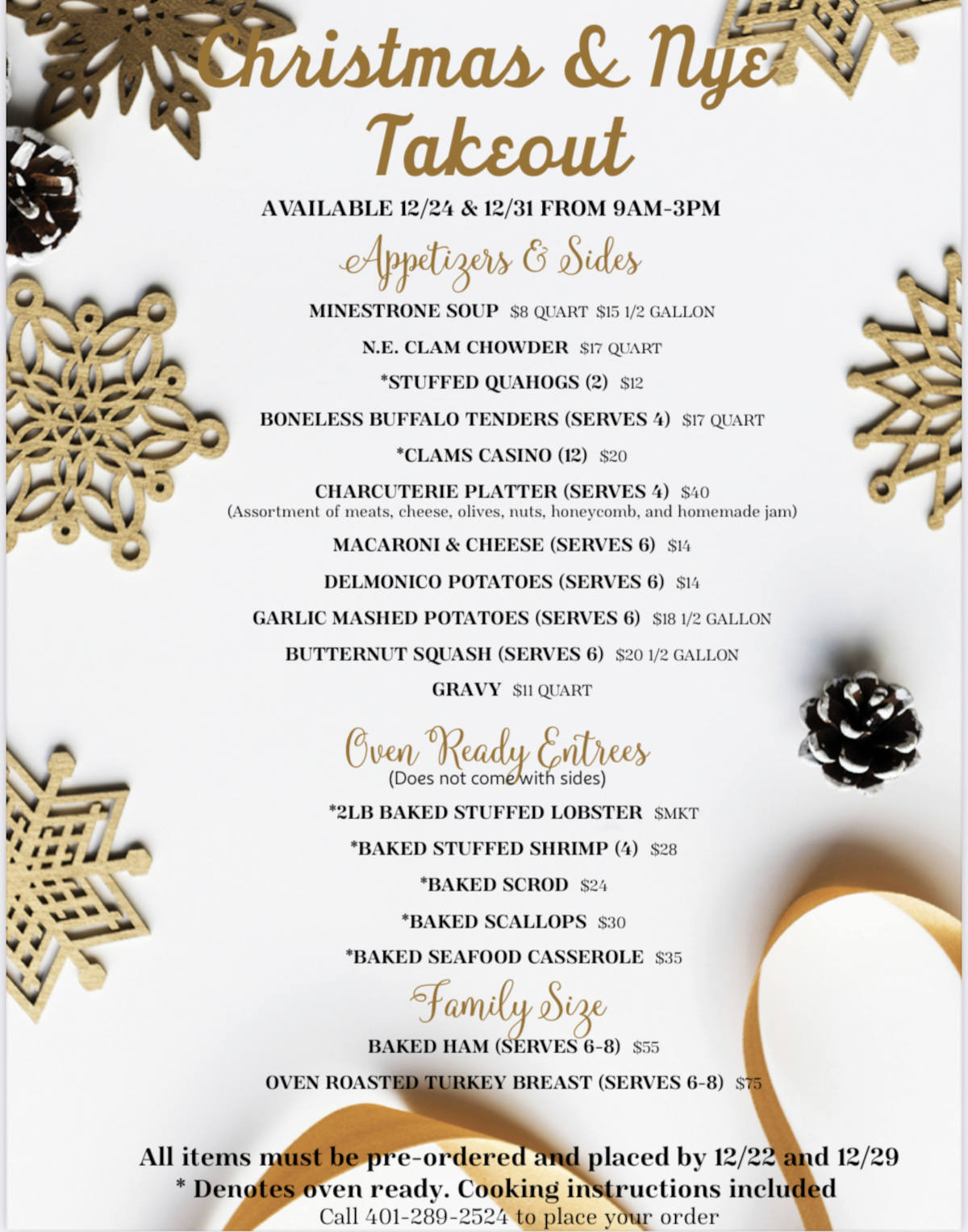 Christmas takeout flyer