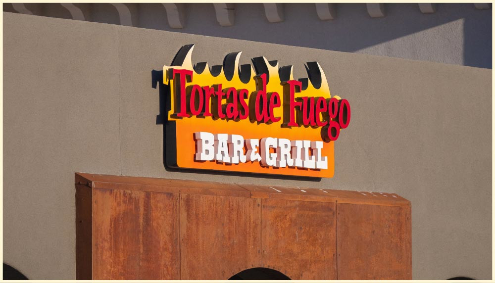 Exterior, Tortas de Fuego Bar and Grill sign