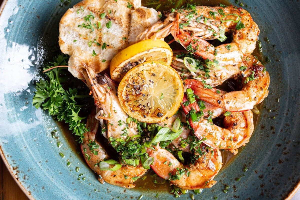 BBQ shrimp, grilled French bread