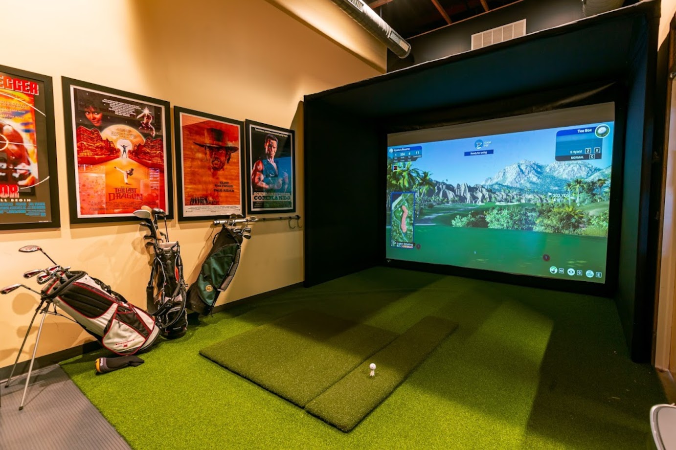 Interior, golf simulator game
