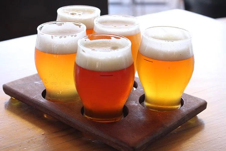 Various beers on a plate
