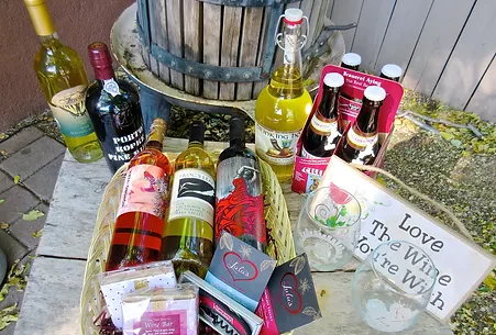 Wine bottles and gift cards