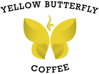 Yellow Butterfly Coffee logo scroll