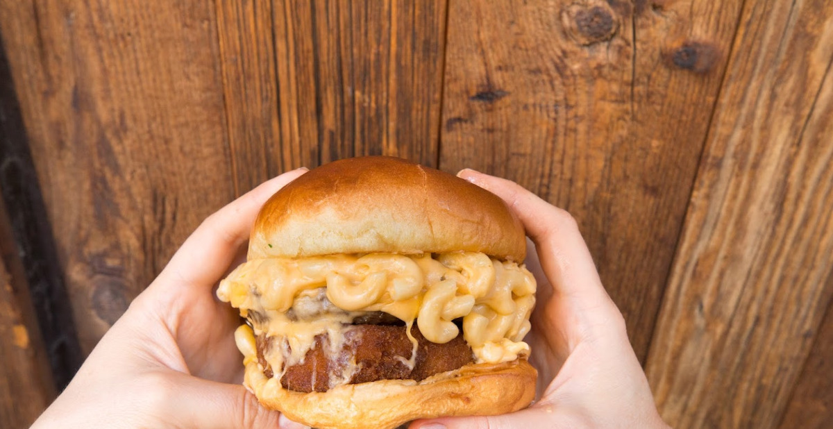 Mac and Cheese chicken burger