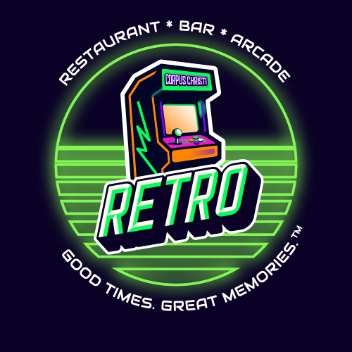 RETRO - Restaurant, Bar, and Arcade logo top