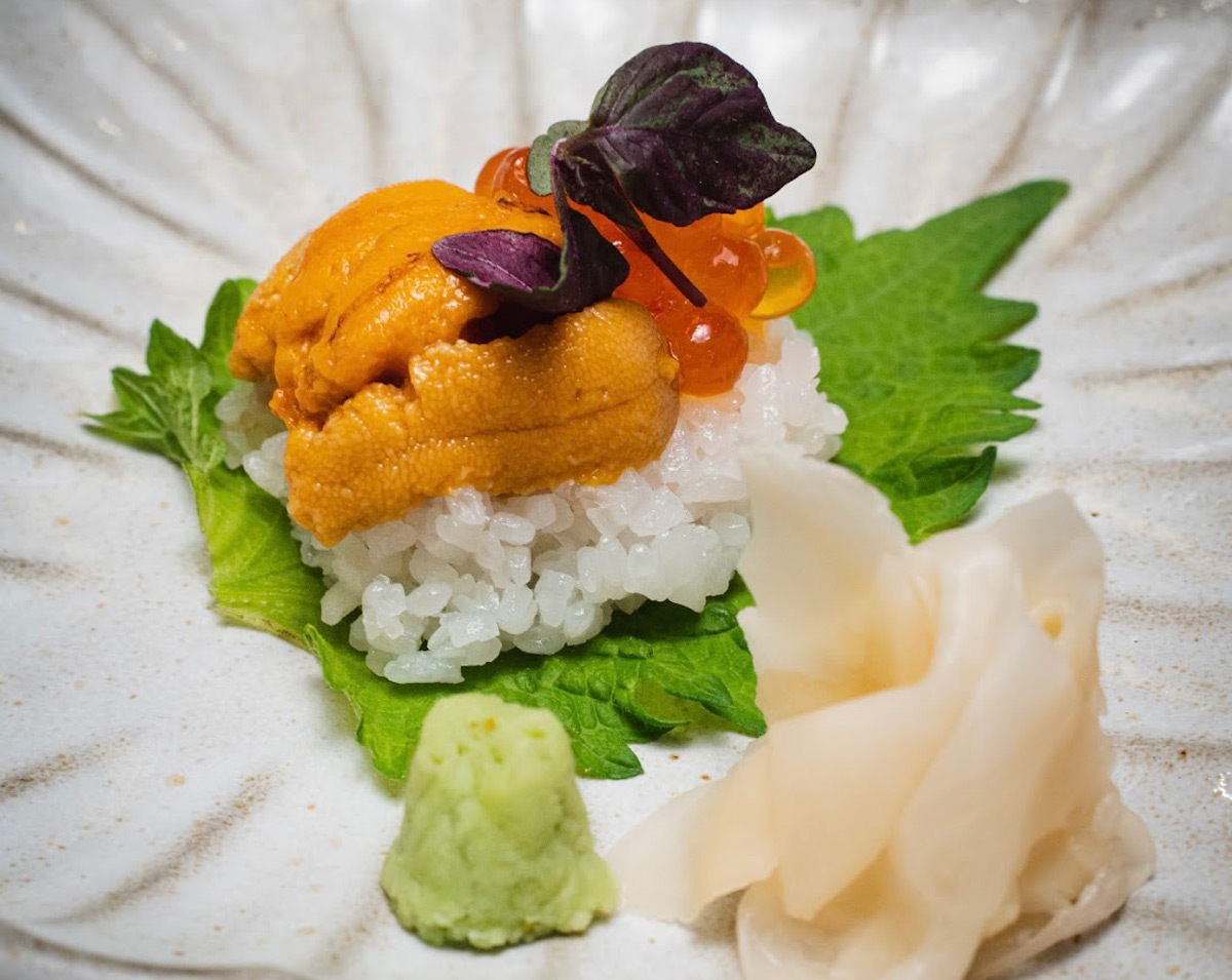 Uni and fish roe on rice