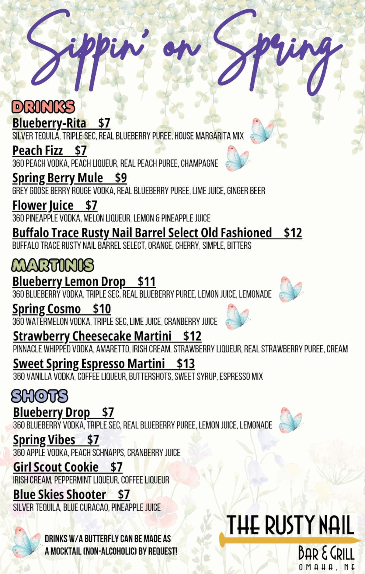 Sippin' on Spring - Seasonal Drink Menu