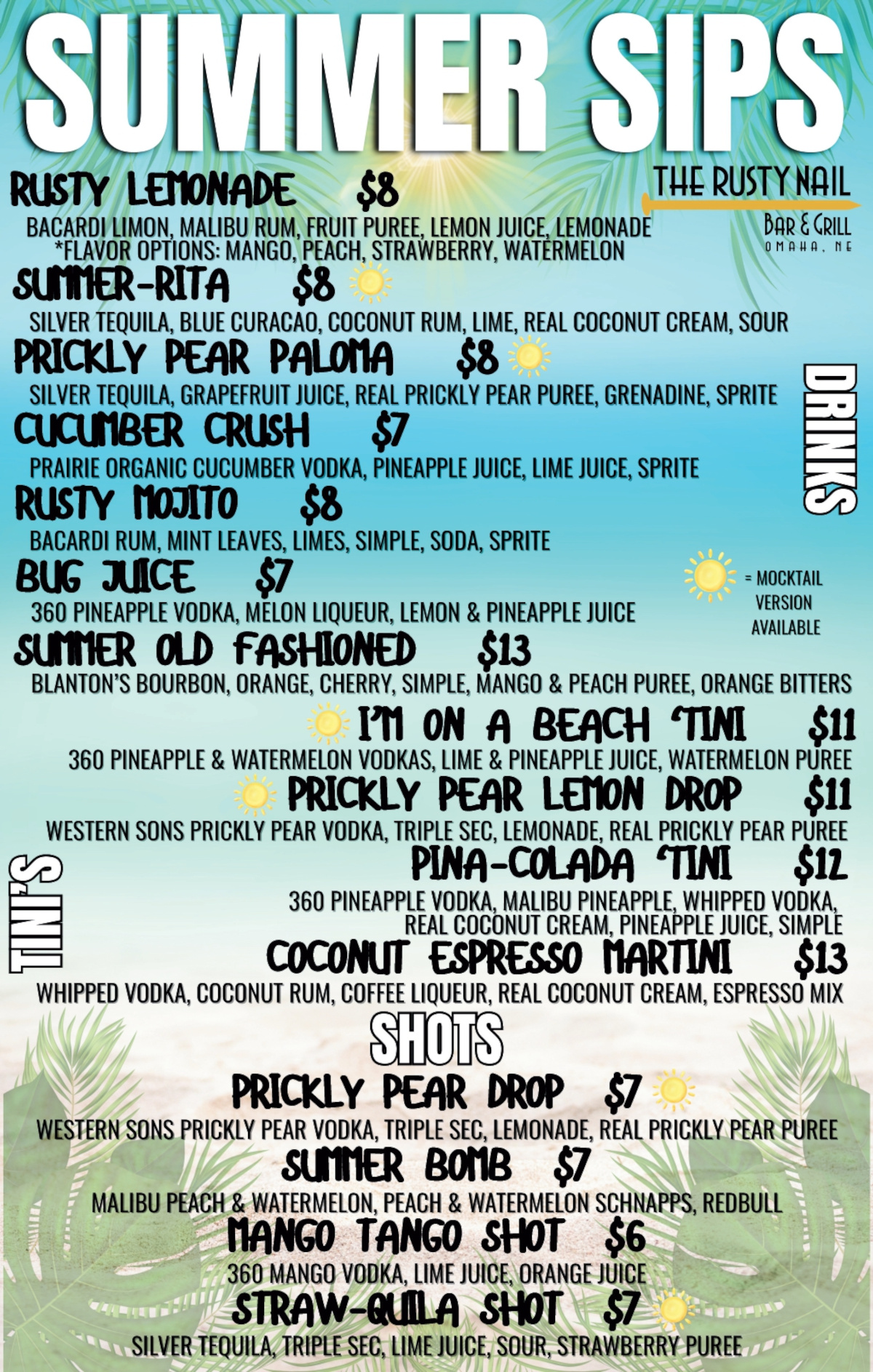 Summer sips - Seasonal Drink Menu