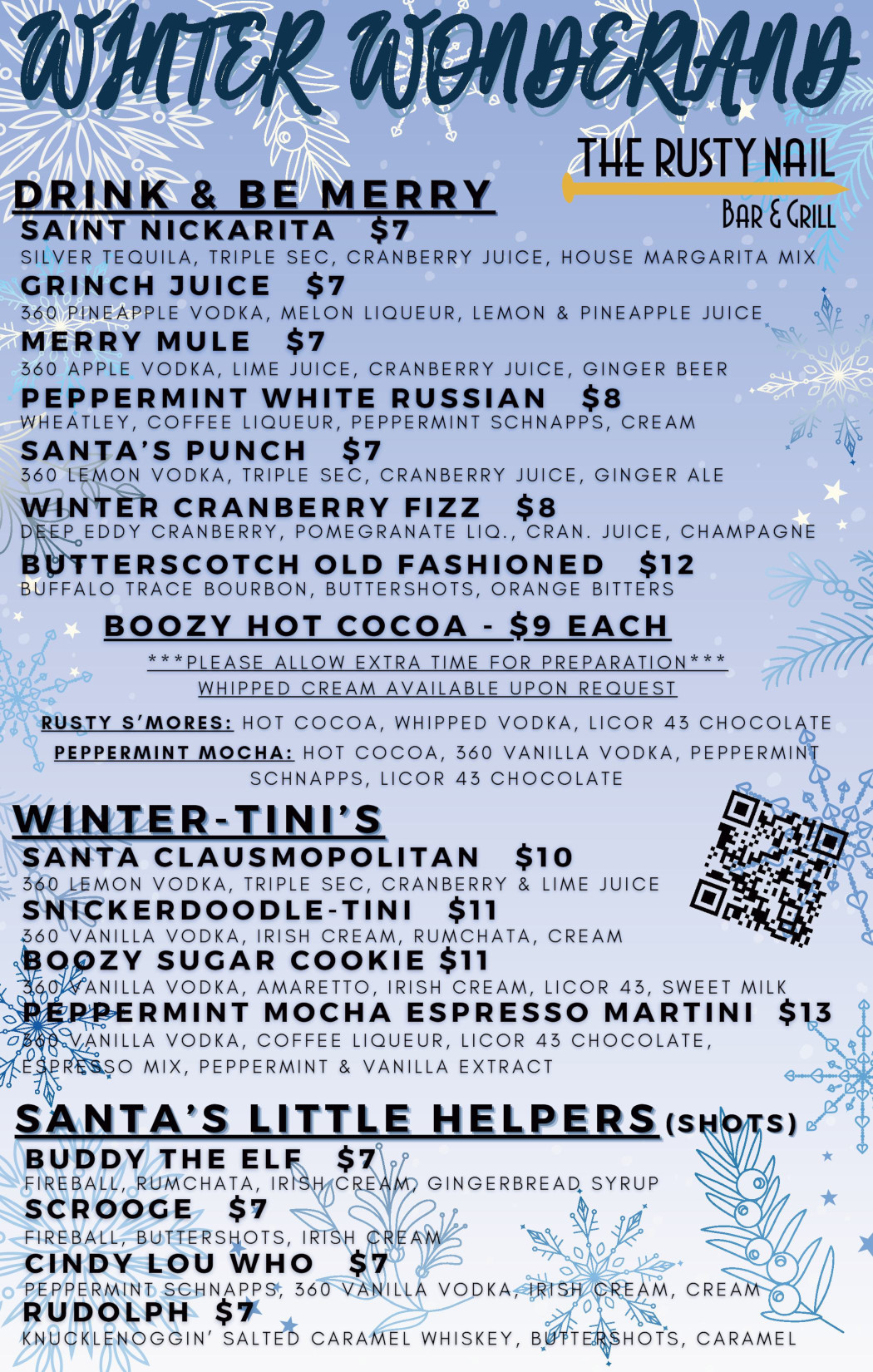 WINTER WONDERLAND - Seasonal Drink Menu