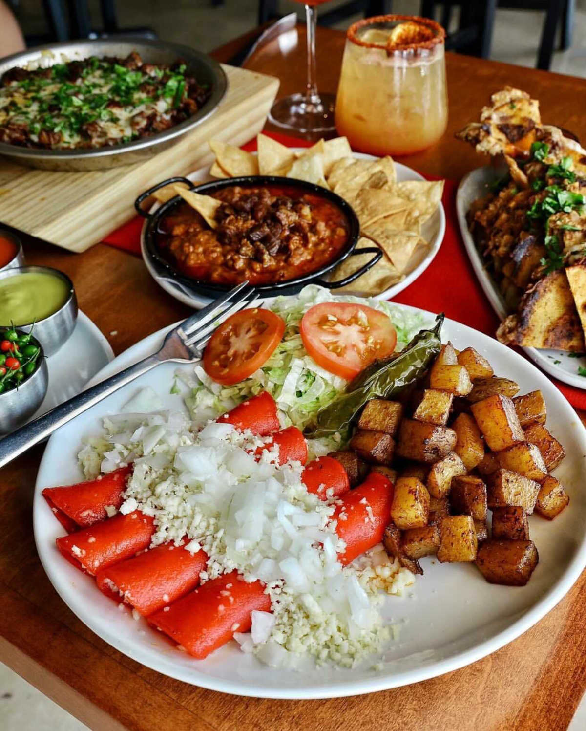 Various dishes served