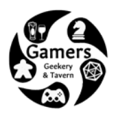 Gamers Geekery & Tavern logo scroll