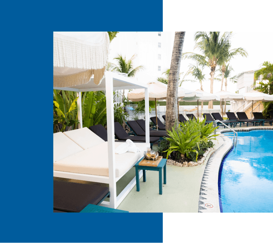 Pool with sunbed around