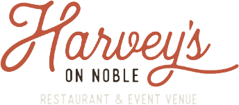 Harvey's on Noble logo scroll