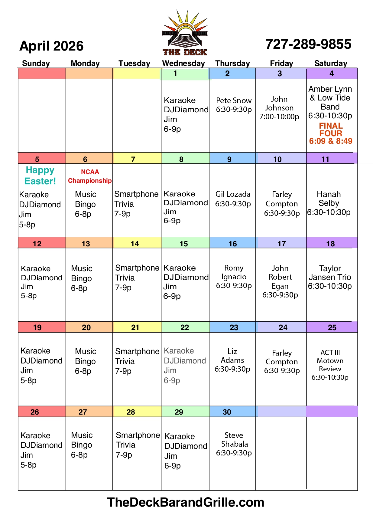 Monthly Events - April 2026