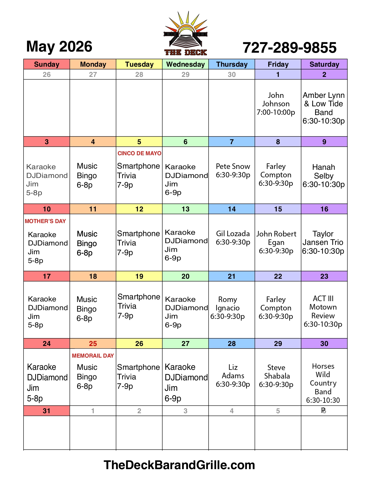 Monthly Events - May 2026