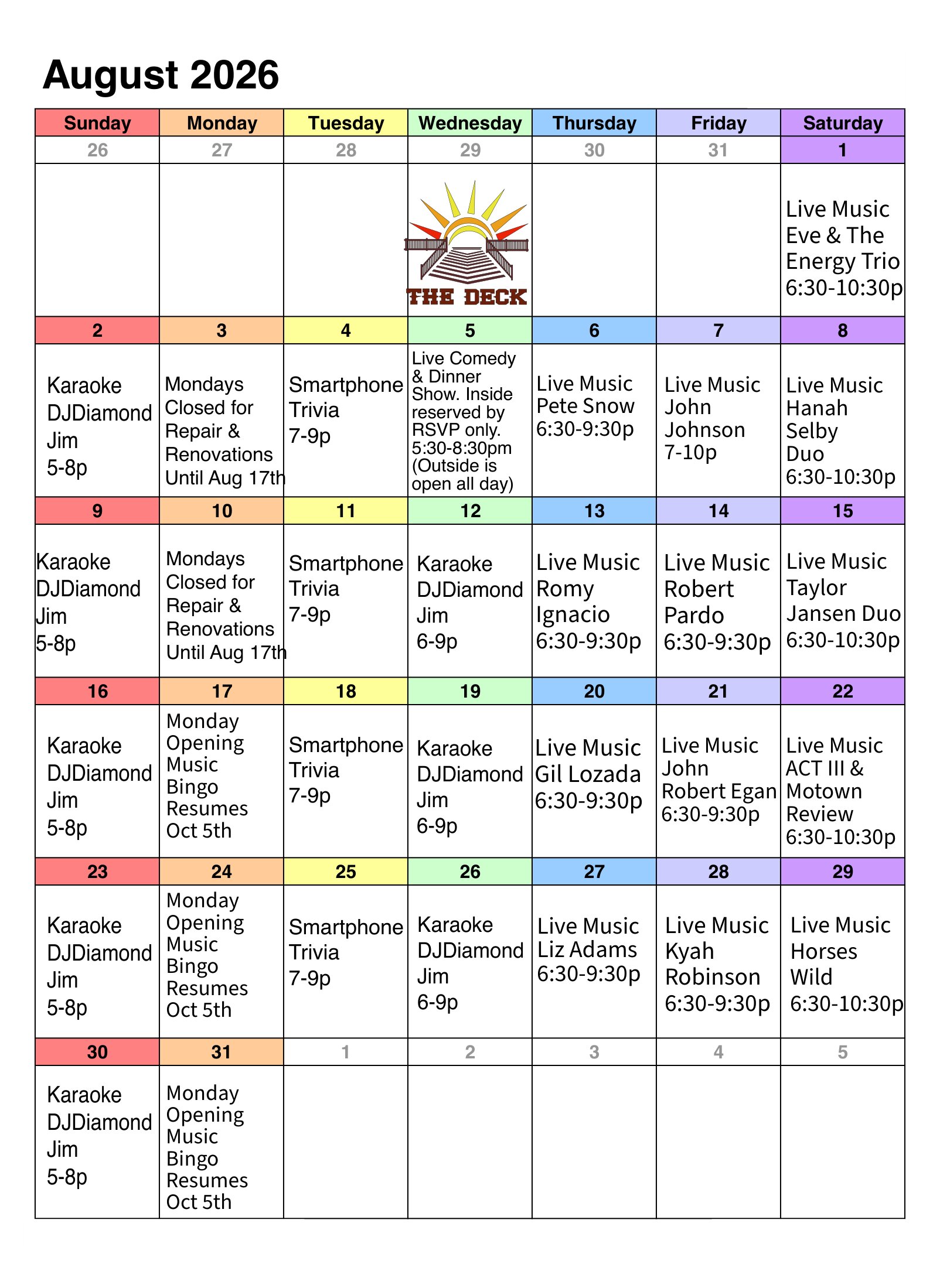 Monthly Events